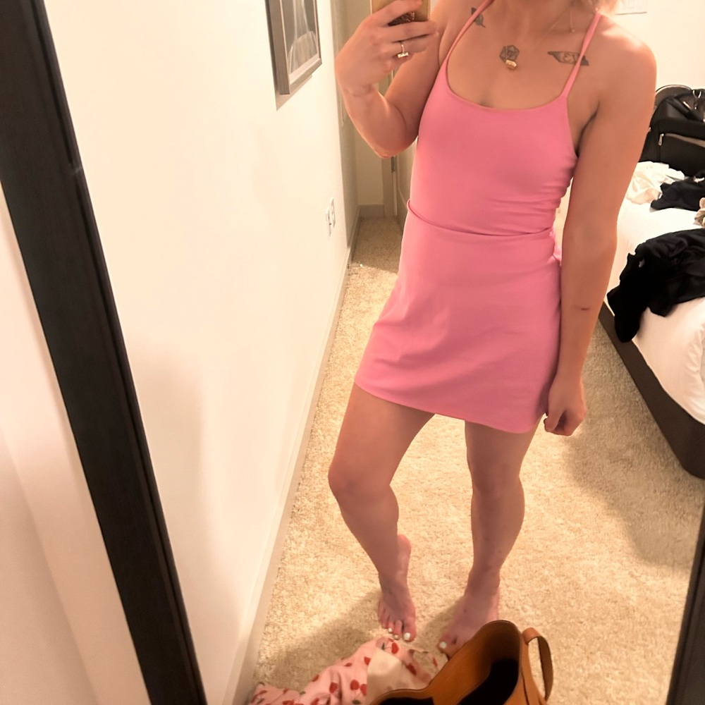 Pink one workout body suit baby pink size small